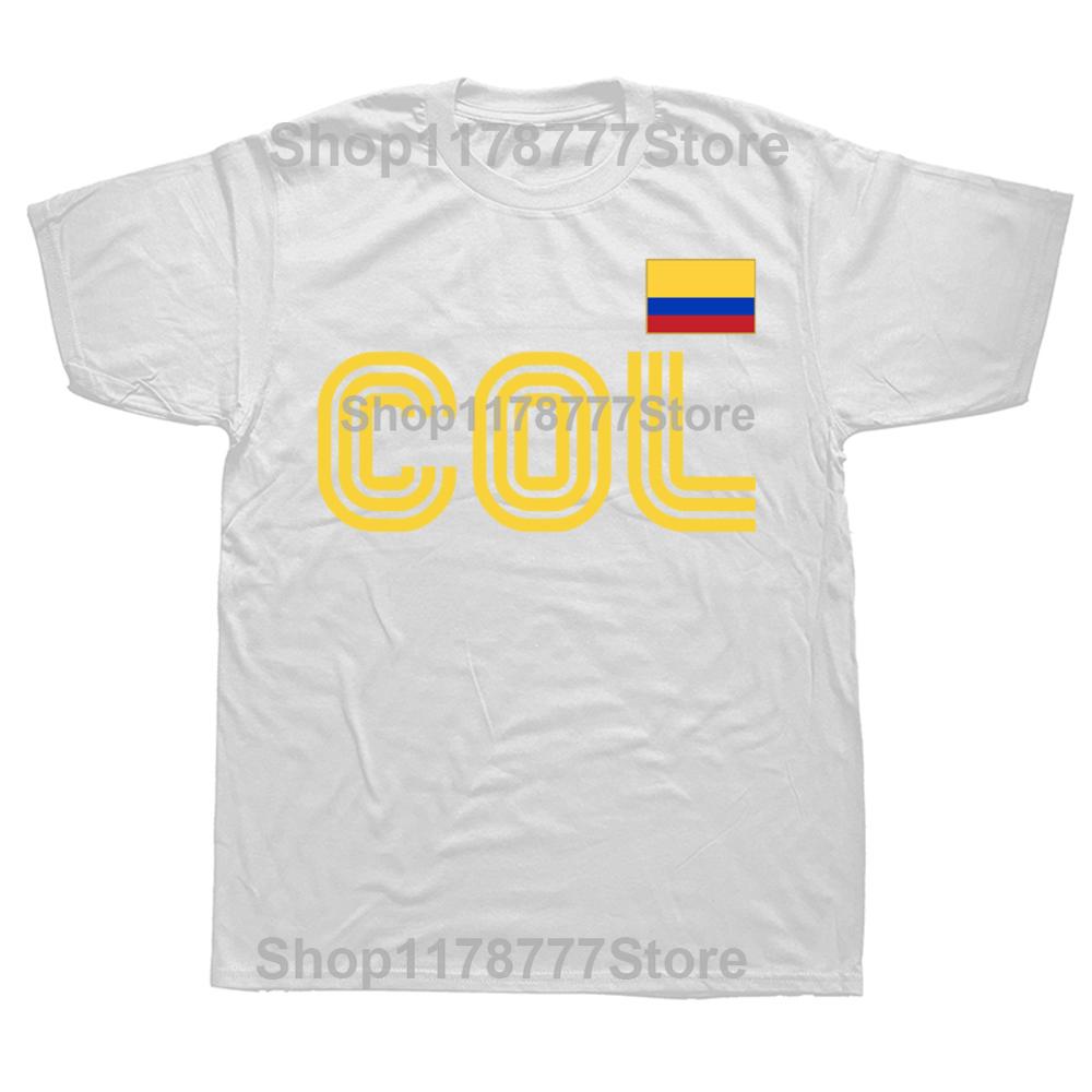 Funny Vintage Colombia Flag Retro International Country Colombian T-shirt Men Women Hip Hop Oversized 100% Cotton T-shirts