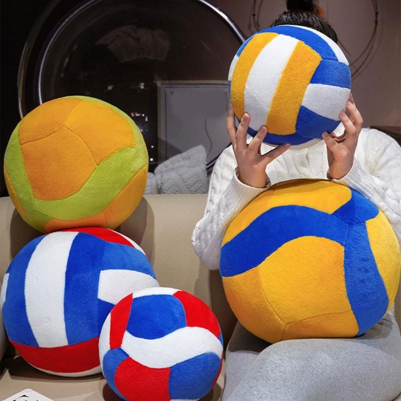 Seat Cushion Soft Furry Fabric Sports Throw Pillow Realistic Volleyball Shape Stuffed Cushion For Work Home Relaxation