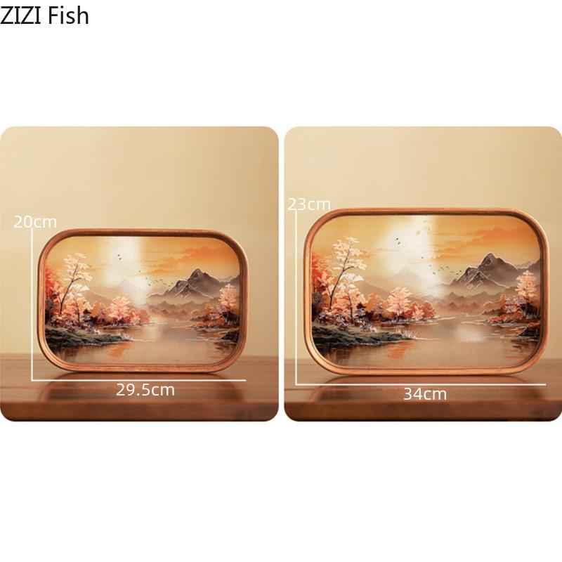 Поднос для чая из бамбукового стекла с китайским ретро-чайником и подставкой для хранения чашек. Креативные аксессуары для чайной церемонии.