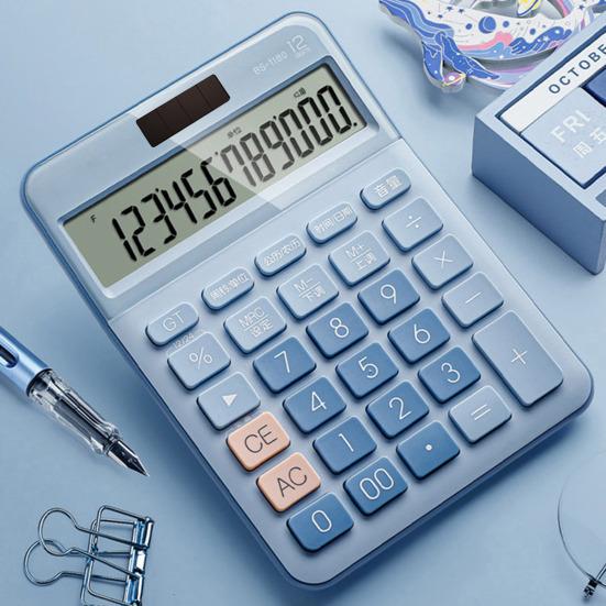 Механический калькулятор 12-разрядный Большой ЖК-дисплей Большие кнопки Легко нажимать