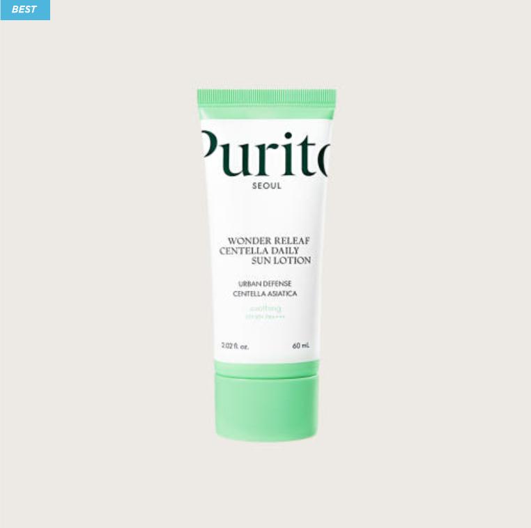 Purito SEOUL Wonder Relief Centella Дневной солнцезащитный лосьон SPF50+ PA++++ – Легкий, успокаивающий УФ-защита (60мл)
