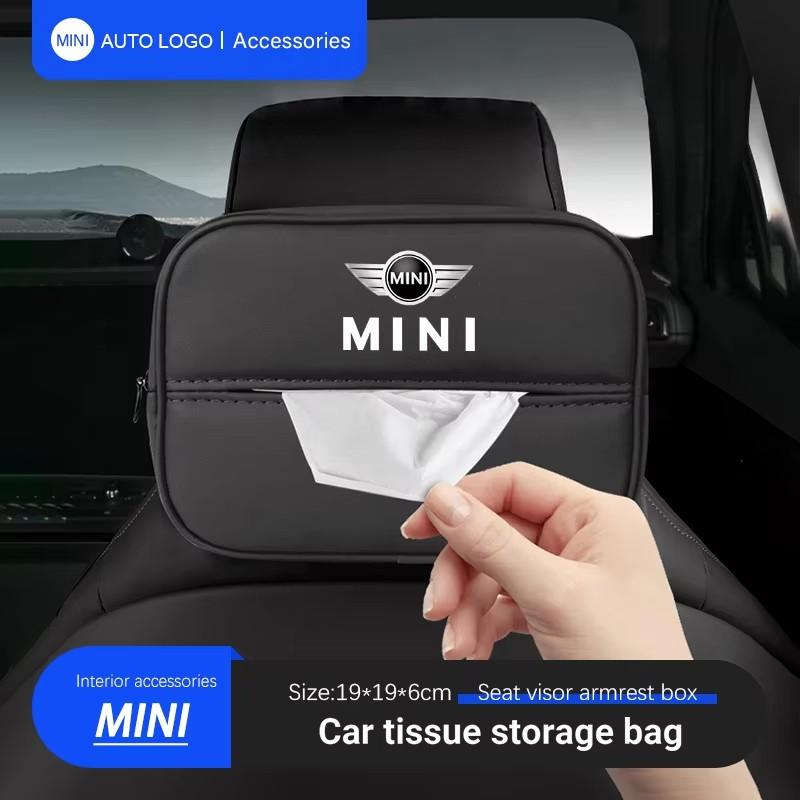 Car Seat Backrest Tissue Bag Visor Armrest Box Tissue Storage For MINI Cooper R56 F56 R50 JCW Cabrio Aceman Countryman Clubman
