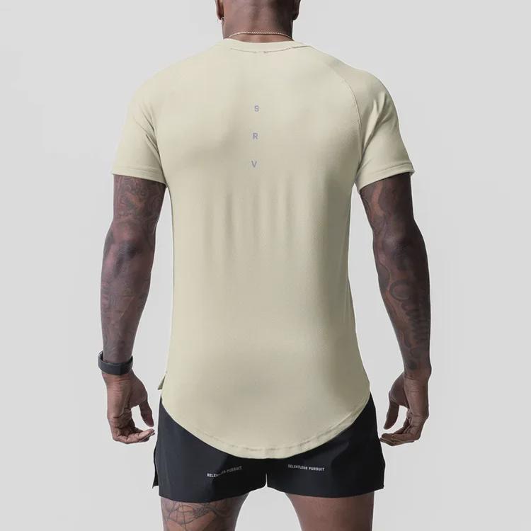 Мужская летняя футболка с коротким рукавом реглан - модный американский молодежный крой с разрезом по низу