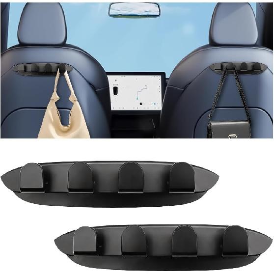 Car Seat Back Hooks, 2PCS Vehicle Headrest Organizer Hanger for Purses Bags Backpack, Multifunctional Auto Interior Accessories, Compatible with