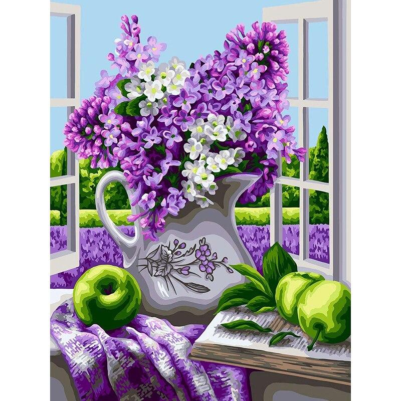 5D DIY Алмазная картина Свежий цветок Алмазная вышивка Цветочная сцена Вышивка крестом Полный круглый дрель Домашний декор Ручной подарок