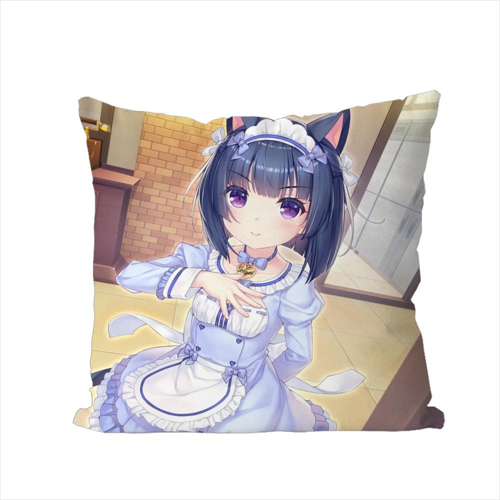 Наволочка NekoPara для Автомобиля Дивана Декоративная Домашняя Двусторонняя Печать Плюшевая Квадратная Подушка-Бросок Чехол