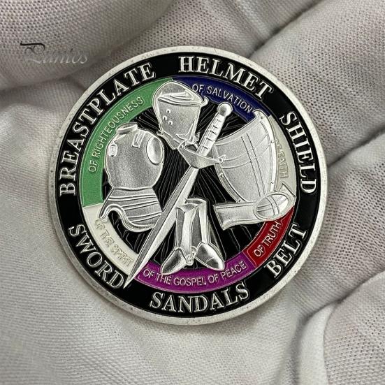 Монета «Доспехи Бога» диаметром 1,57 дюйма, металлическая сувенирная монета, надетая на все доспехи Бога, двухсторонняя монета «Бронированный солдат» для Военной церкви