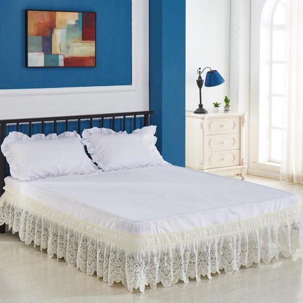2 цвета: белый/бежевый, однотонная, трехсторонняя эластичная кружевная юбка, 15 дюймов, с откидной кроватью