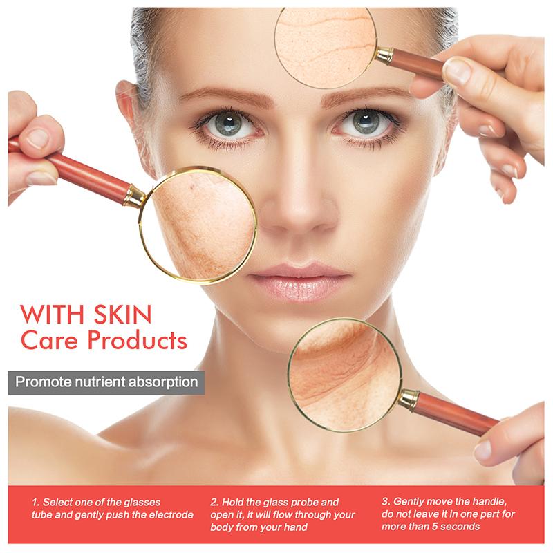 4-в-1 Высокочастотная палочка для лица Портативная Электротерапия Стеклянная трубка Электрод для лица Терапевтическая палочка Уход за лицом Удаление пятен от акне