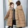 Winter Women Loose Large Size Down Coat Thicken Warm Causal Hooded Mid-length Parkas Jacket