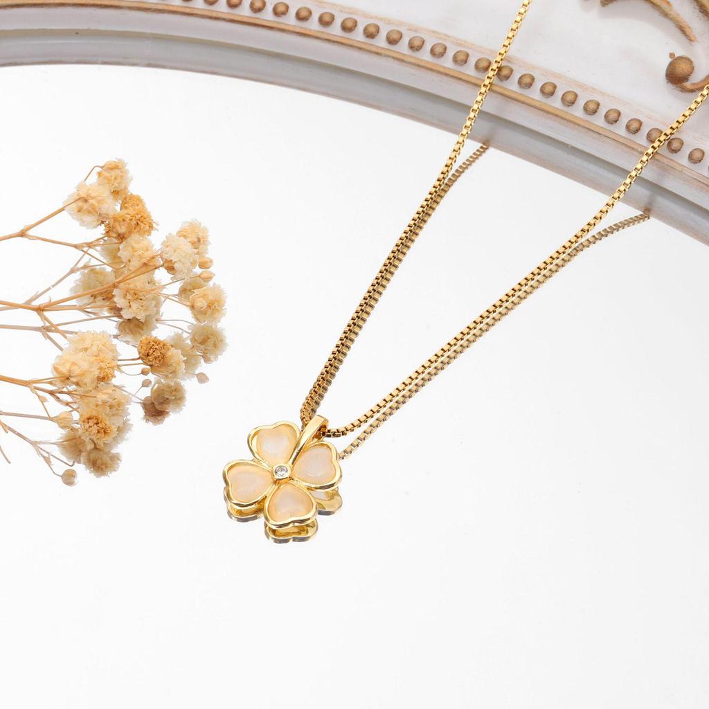 Шикарное не тускнеющее колье из титановой стали для женщин с уникальным дизайном и сверкающей медной подвеской