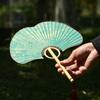 Изысканный круглый веер гинкго, двусторонний ручной круглый веер, веер из рисовой бумаги, живопись каллиграфией