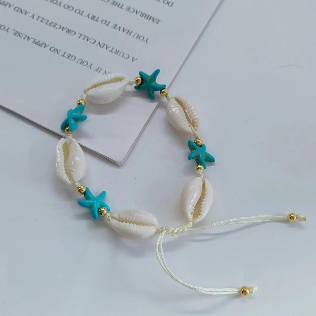 Bohemian Starfish & Turtle Anklet: Handmade Woven Cross-border INS Fashion Jewelry Bracelet.