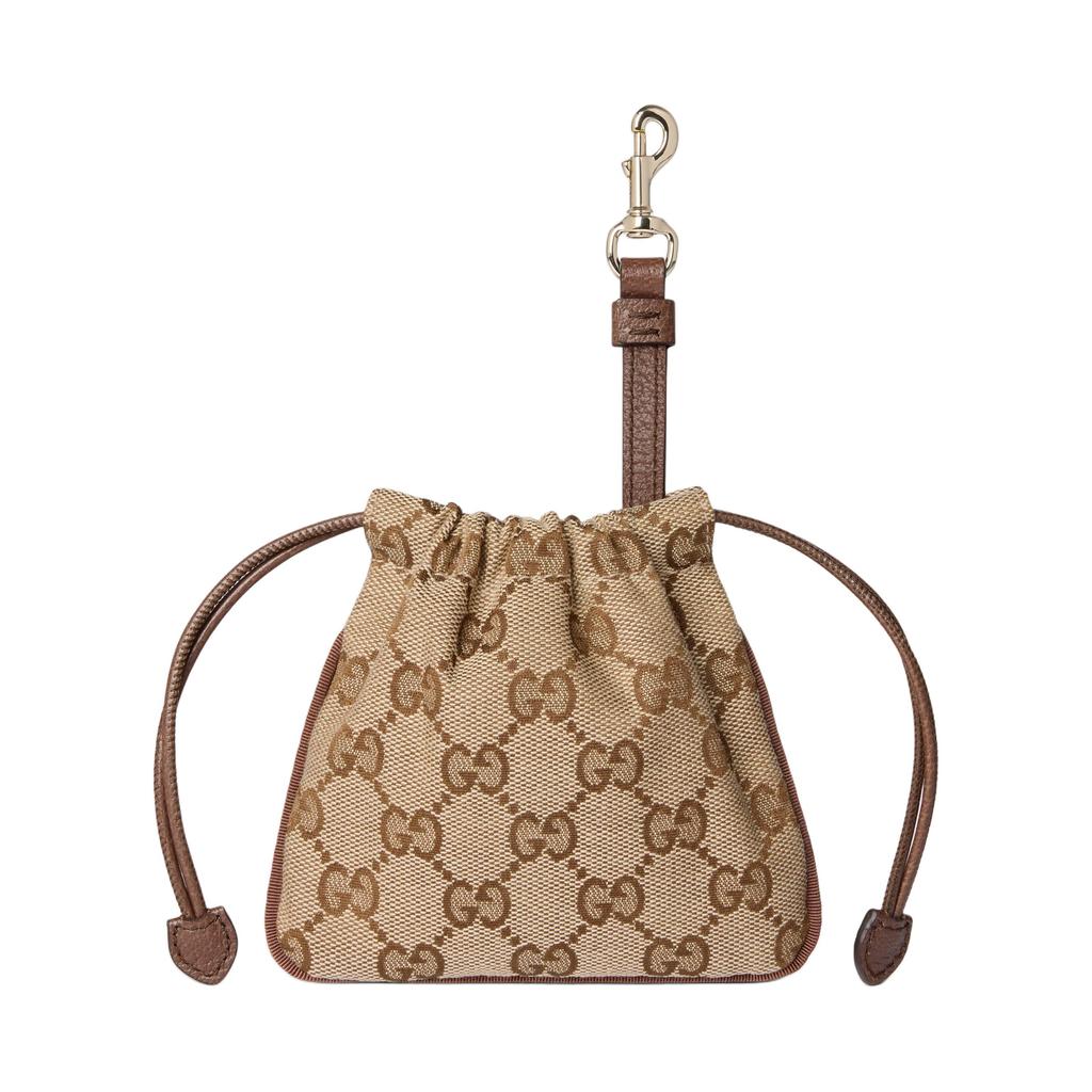 Gucci Pouch With Woven Stripe Details In Light Gold Hardware GG Canvas Coin Purse Nano Women Pouches Beige Dark-Brown 837667-FAEUY-9795