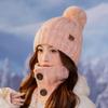 Winter Women Knitted Hat Scarf Set Thickened Fleece Lining Skullcap Outdoor Cycling Warm Wind Protection Beanies