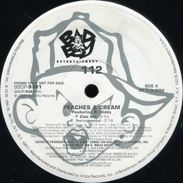 12-дюймовая пластинка 112 - Персики и сливки (С участием P. Diddy BBDP9381 Bad Boy Enterta 2001 США Рэп и Хип-Хоп/R&B Б/У