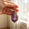 Vintage Jewelry Enamel Color Amethyst Pendant Necklaces Medieval Style Banquet Jewelry for Women