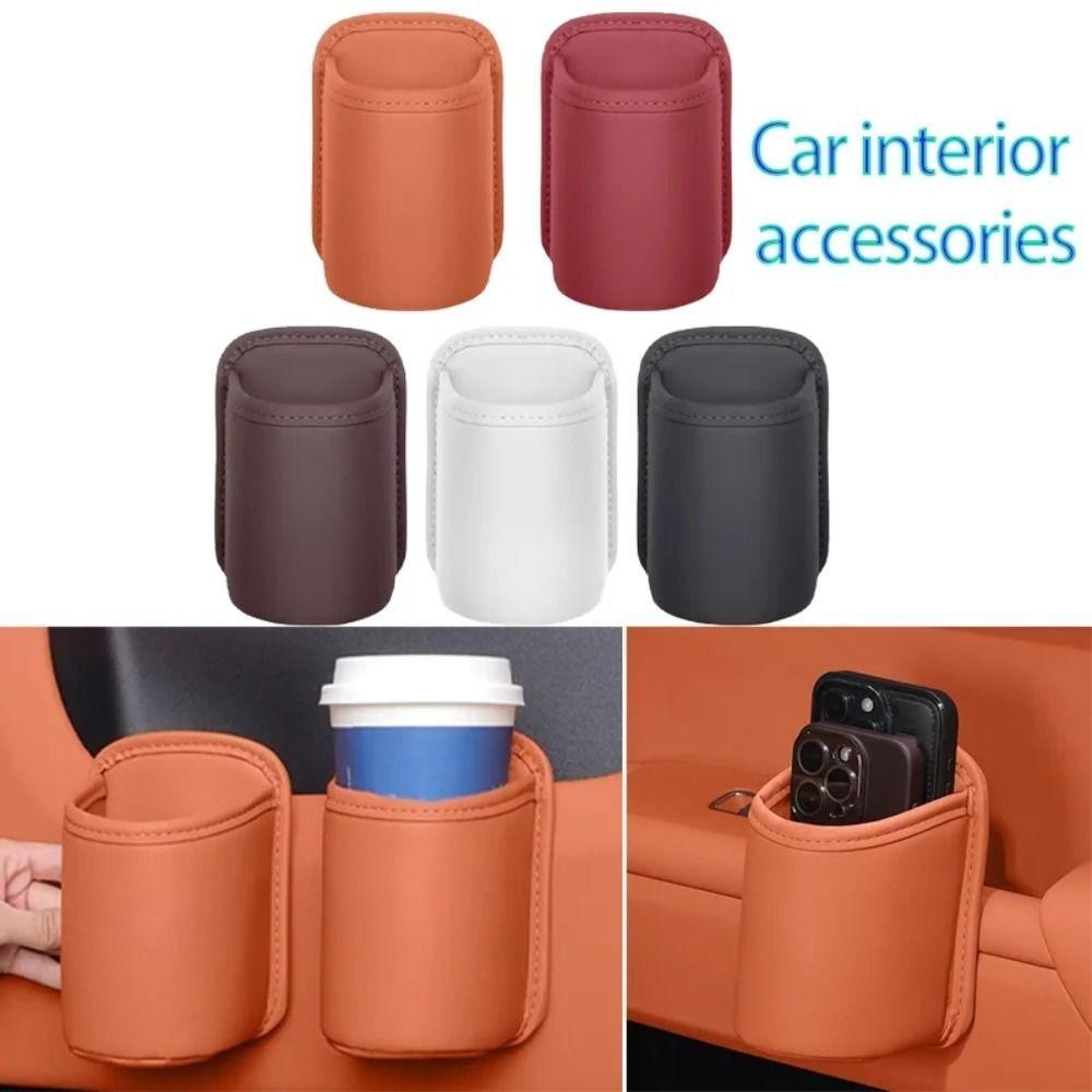 Storage Bin Car Door Cup Holder Leather Automotive Drink Rack Auto Back Seat Cup Holder Vehicles