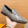 Luxury Designer New Men's Pointed Snakeskin Pattern Casual Shoes Male Formal Wedding Dress Homecoming Footwear Zapatos Hombre