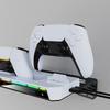 Настенный кронштейн для полки с зарядной станцией, RGB-подсветкой, держателем для гарнитуры для консолей PS5, PS5 Slim (дисковая и цифровая версии)
