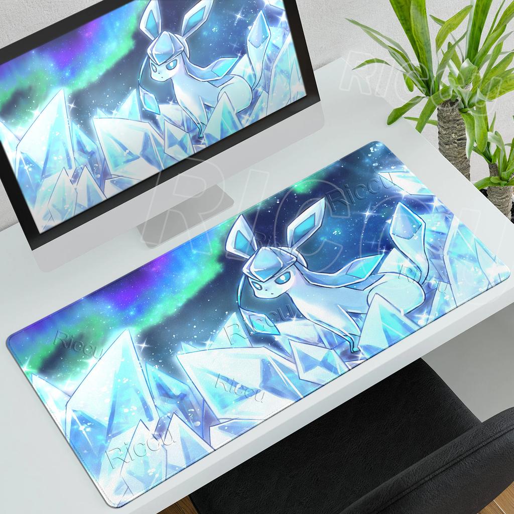 Anime Pokemon Mouse Pad Eevee Glaceon PC Cabinet Mousepad Gamer Keyboard Tablepad E-Sports Desk Accessories Gaming Extended Mat