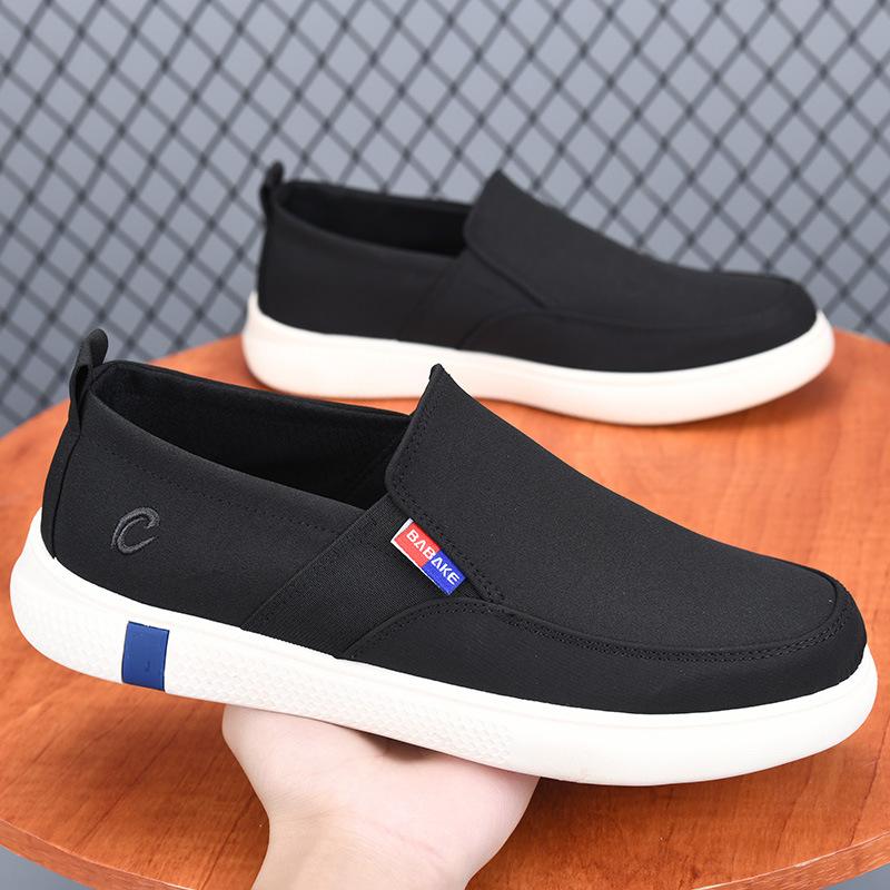 Мужская обувь из ткани, весенние и летние туфли с одной педалью, дышащие, прогулочные, ленивые, повседневные туфли с мягкой подошвой, удобные и легкие, мужская парусиновая обувь