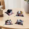 Simulation Cat Doll Plush Toy Mini Realistic Sleeping Kittens On Mat Figurine Stuffed Animal Toy with Cushion for Home Office Room Desktop Decor