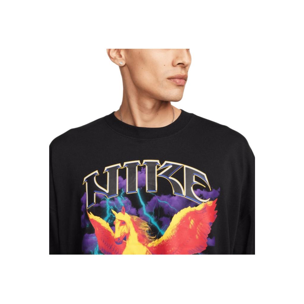 Nike Спортивная футболка с принтом букв, свободного кроя, с круглым вырезом и коротким рукавом, мужская, топы, черная FJ1089-010