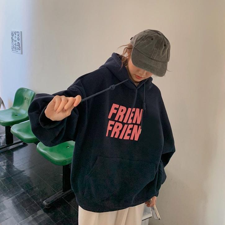 Oversized Korean Retro Hoodies Women Vintage Casual Hooded Sweatshirts Thicken Warm Velvet Top Harajuku Pullover Autumn