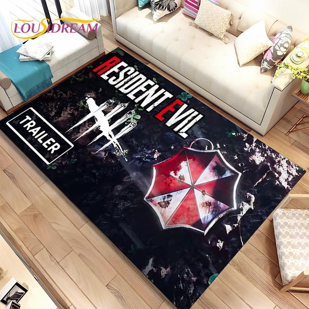 3D R-Resident Evil Games Gamer Area Rug, ковер для гостиной, спальни, дивана, коврика для двери, детский игровой нескользящий коврик