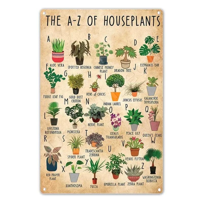 Retro Distressed Gardening Plant Slogan Metal Sign Houseplant Guide Floral Graphic Wall Plate Garden Room Farm Rustic Wall Decor