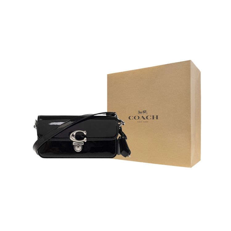 Coach Studio 20 Solid Color Detachable Shoulder Strap Push Button Flap Closure Leather Handheld Crossbody Shoulder Bag Women handbags CE761-LHBLK