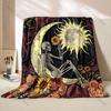 Skull Moon Sun Art Print Blanket Warm Soft Fluffy Kids Adult Luxury Gifts for Sofa Bed Home Outdoor Travel Camping Blanket