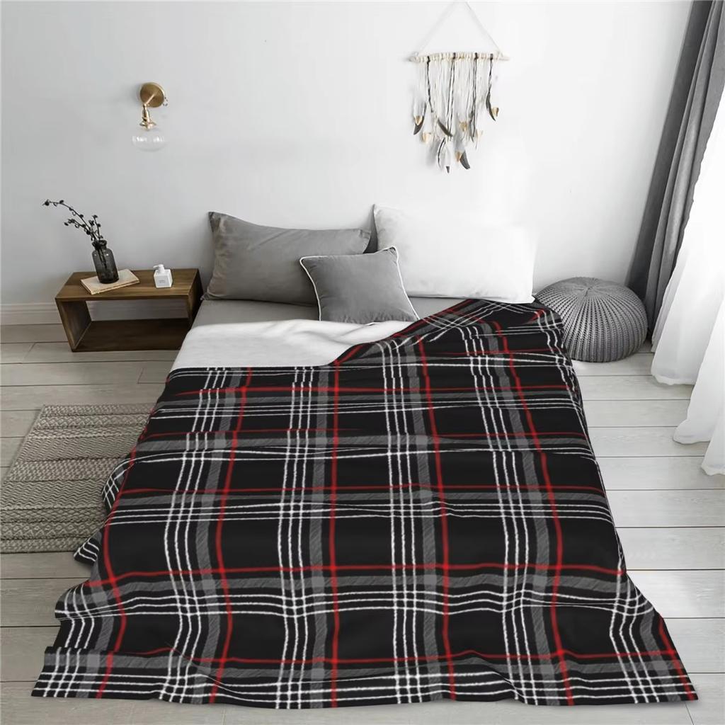 Tartan Flannel Throw Blanket Soft Warm Bedspread for Bed Living Room Picnic Travel Sofa