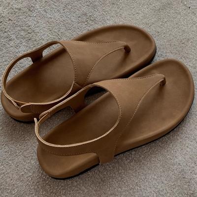 Версия из овчины~ Простой темперамент елочка ретро носок римские сандалии женские летние отпуск плоская подошва щипок холодные тапочки