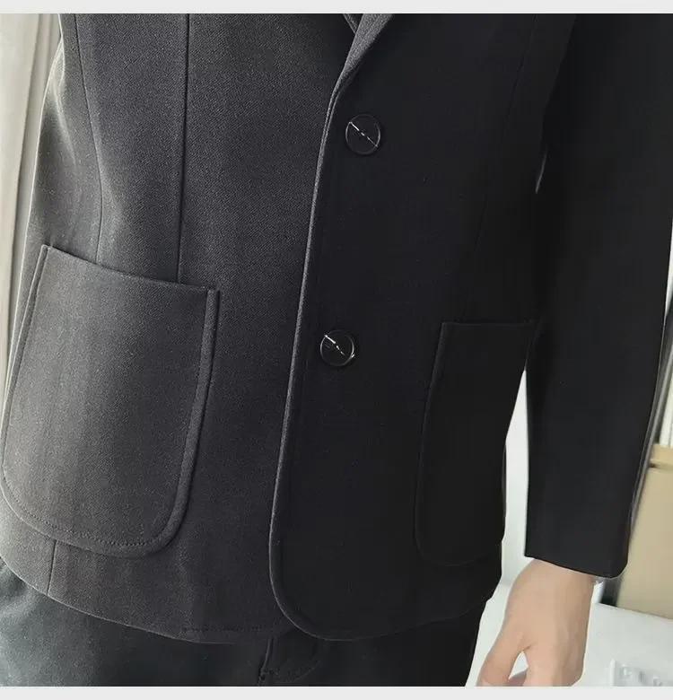 Men's Trendy Korean Wool Suit Jacket for Casual or Light Business Wear