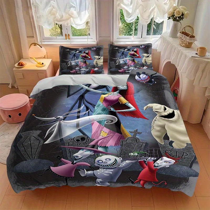 3pcs Nightmare Before Christmas Jack and Sally Print Cover Set Ultra Soft, Breathable, and Comfortable Bedding with Stylish Design for Bedro