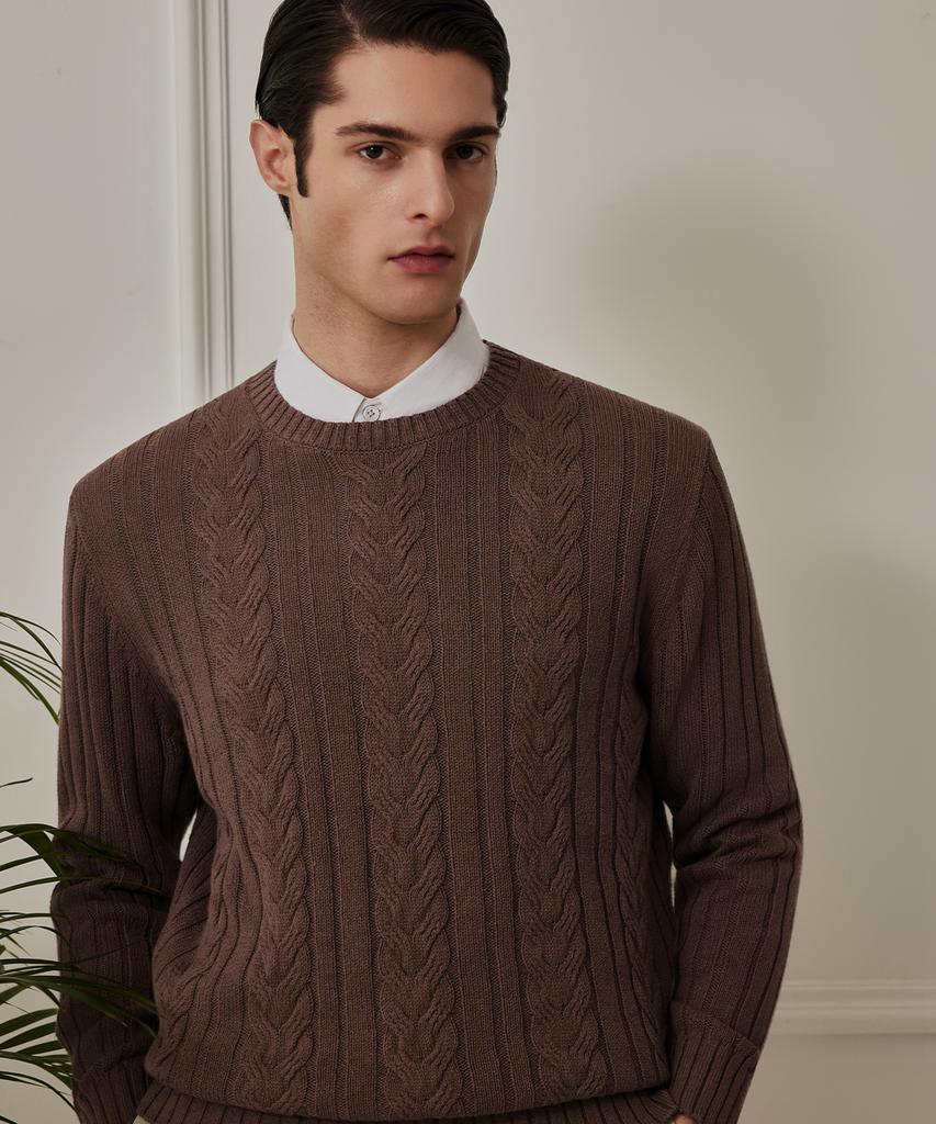 THEKNITCOMPANY (M) Abis Льняный Кабельный Свитер с Круглым Вырезом 2 Цвета