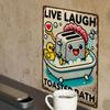 Delightful Vintage Aluminum Sign with Humor, Sarcastic Toaster and Bathtub Theme, A Perfect Wall Art Gift for Any Space.