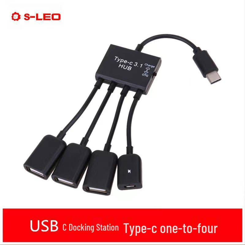 USB OTG Хаб-Док-станция: Разветвитель «один на три» с блоком питания для мобильных телефонов и планшетов.