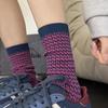 Полосатые носки, Женские носки до середины икры, Осенне-зимние носки из чистого хлопка, Ретро клетчатые весенне-осенние длинные носки, Махровые носки