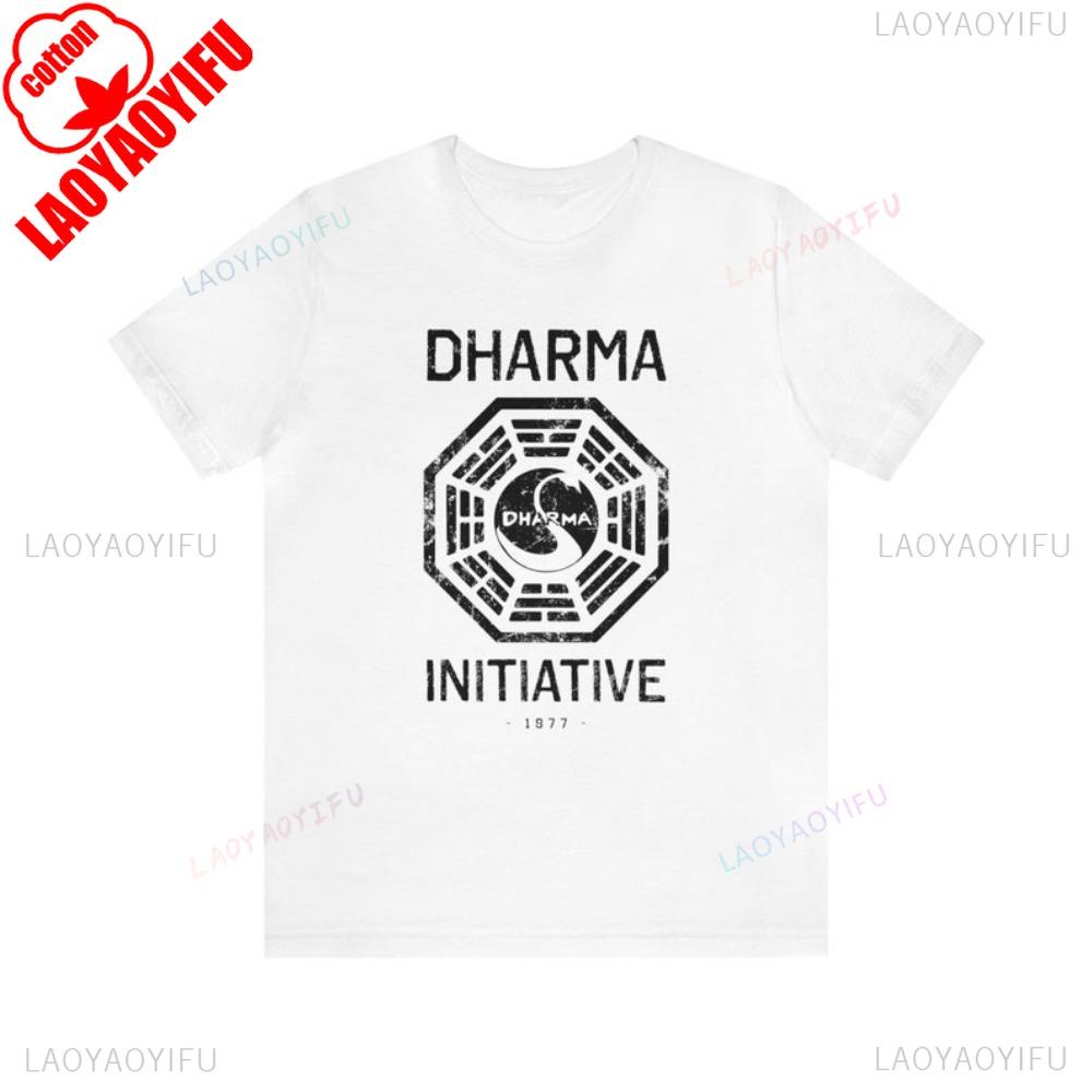 Dharma Tees DHARMA Initiative 1977 Телешоу LOST Хлопковая футболка с принтом 8997 Фан телешоу Lost Ретро подарок Сериал Lost