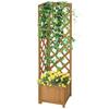 Wooden Trellis Planter For Climbing Plants Flowers Corner Decoration 40x40x145 Cm Natural