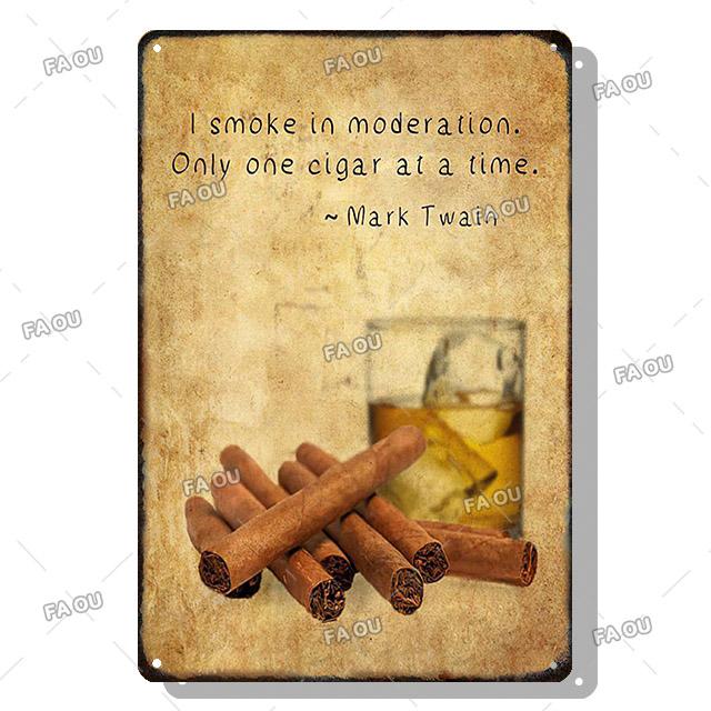Сигары Винтажные металлические плакаты Виски Ретро жестяные вывески Бар Кафе Настенное искусство Декоративная табличка Современный дом Декор гостиной Эстетика