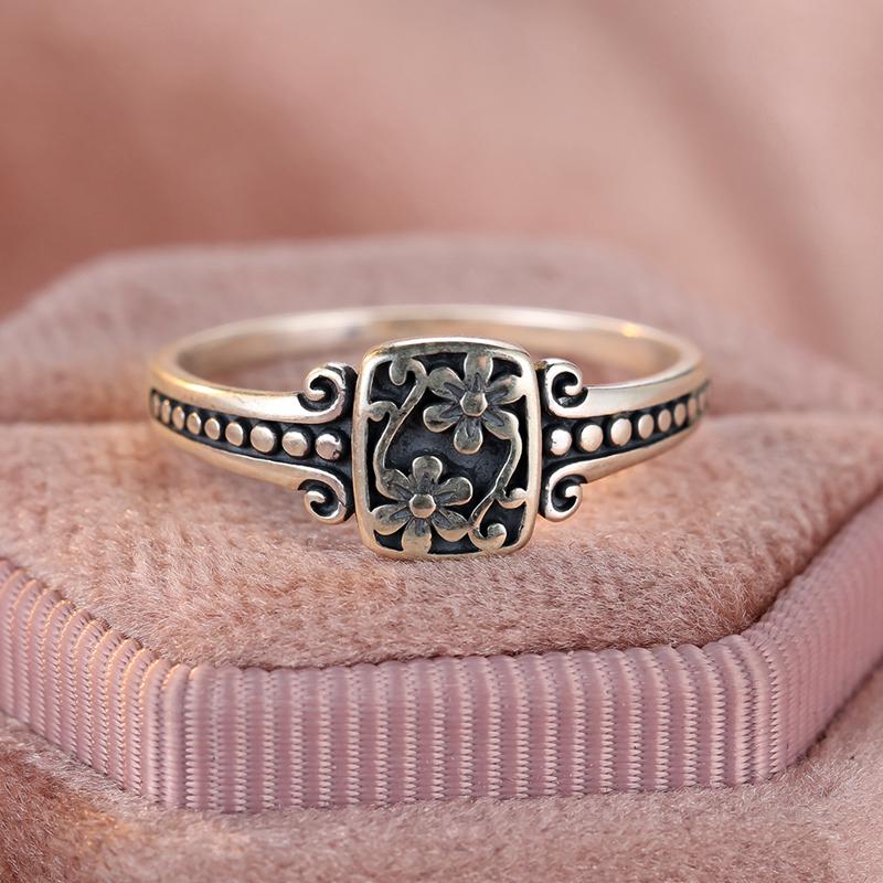 Винтажные кольца из стерлингового серебра 925 пробы для женщин с дизайном «цветок сливы», антикварные аксессуары, простые элегантные украшения для вечеринок