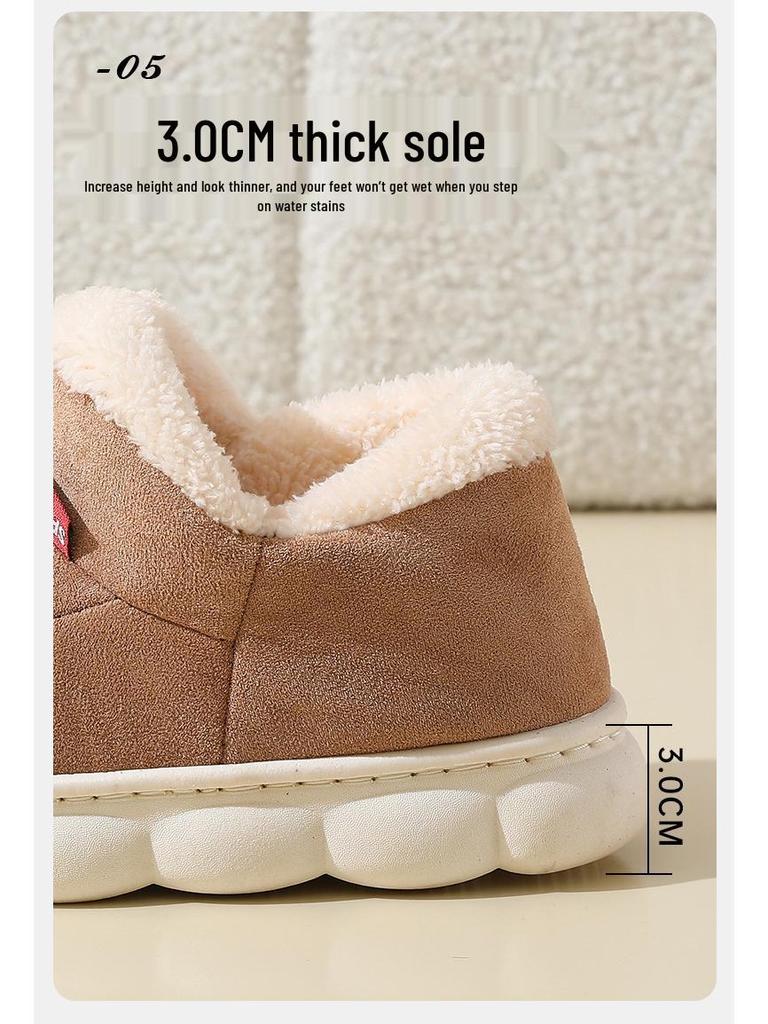 Новый стиль зимние хлопковые тапочки: Бархатная подкладка, Толстая подошва, Для помещений/улицы, Мужские/женские зимние ботинки