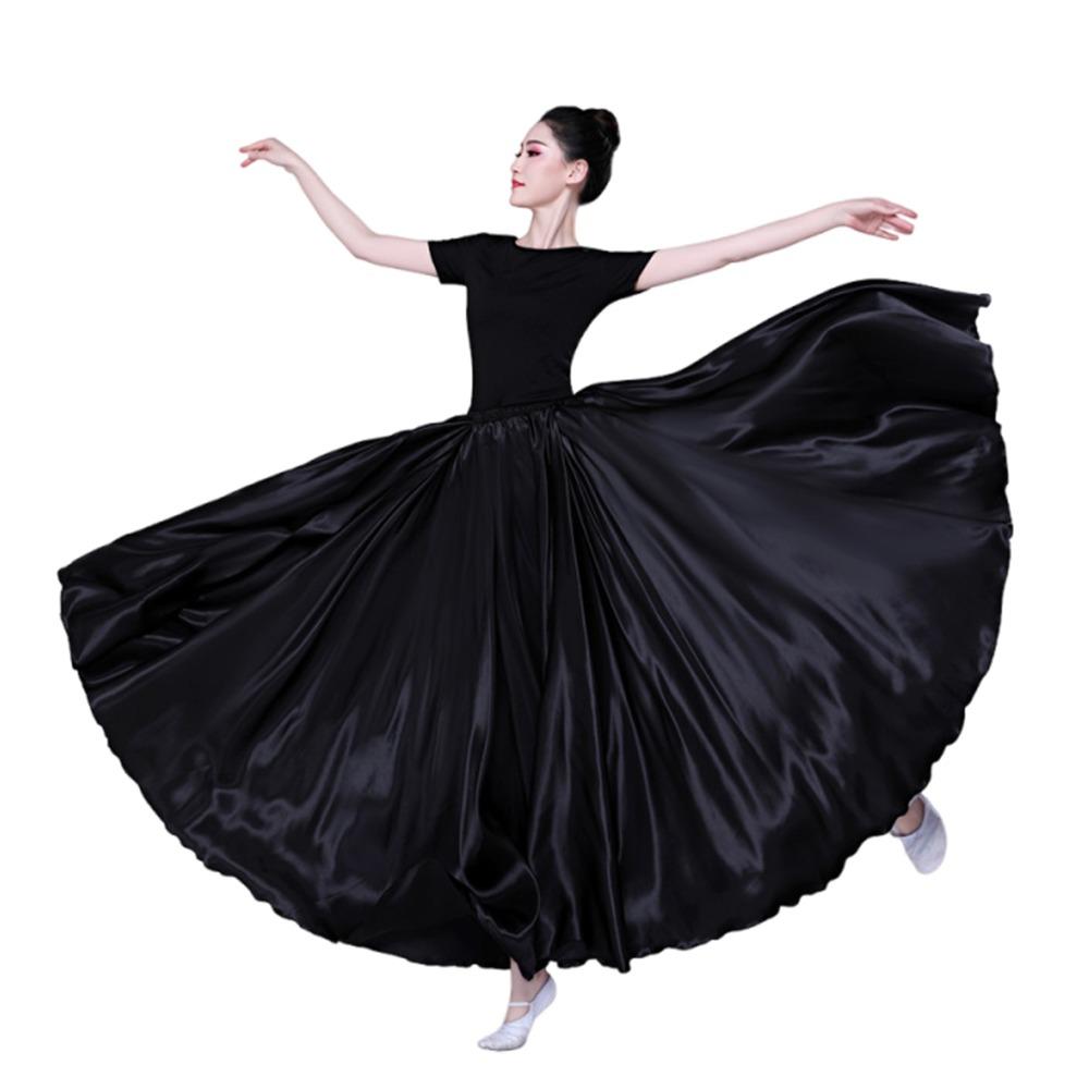 Fashion Smooth Gypsy Women Skirt Carnival Polyester Belly Dance Dress Ballroom Dance Big Swing Paso Doble Dance Dress Women