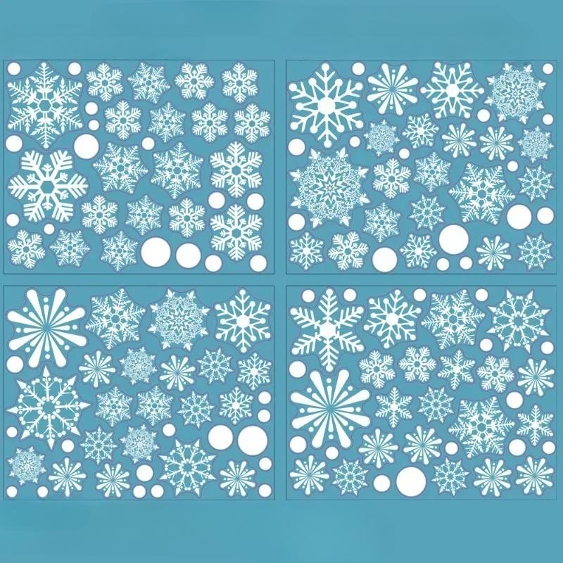 1 Sheet Snowflake Static Cling Glass Stickers Merry Christmas Decoration Home Decor Snowflake Window Stickers New Year Wallpape
