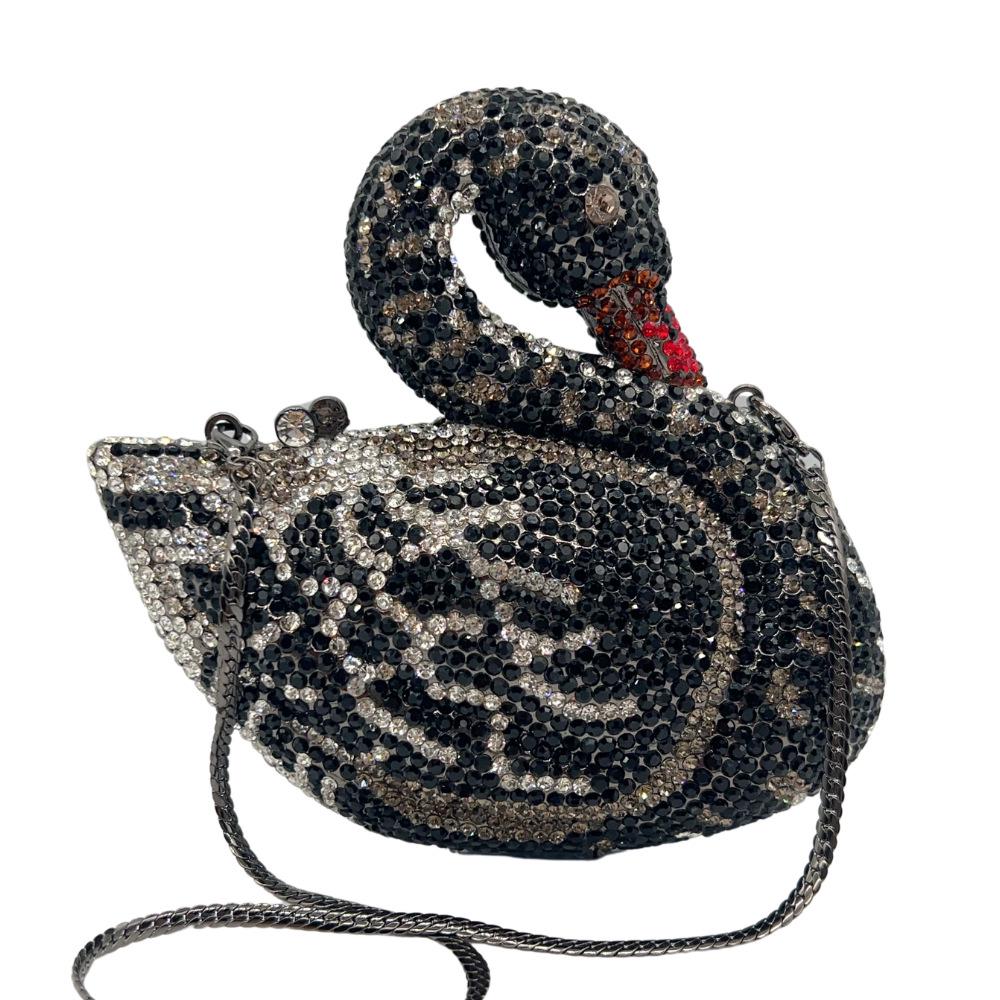 Элегантный 3D клатч «Лебедь» со стразами – Блестящая вечерняя сумка для европейских и американских банкетов