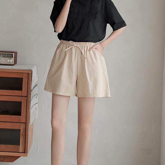 Женские шорты с эластичной талией, регулируемые повседневные шорты с карманами, широкие штанины